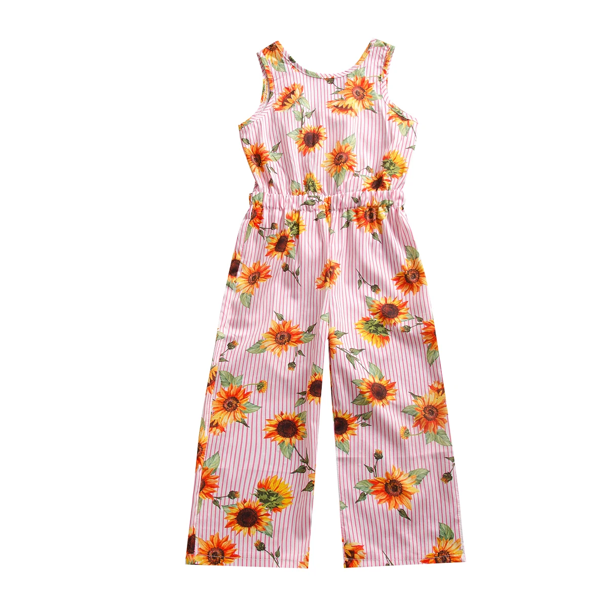 
children clothes wholesale Sunflower For Kids Summer Pants set European And American Fashion Little Girl Jump suit 