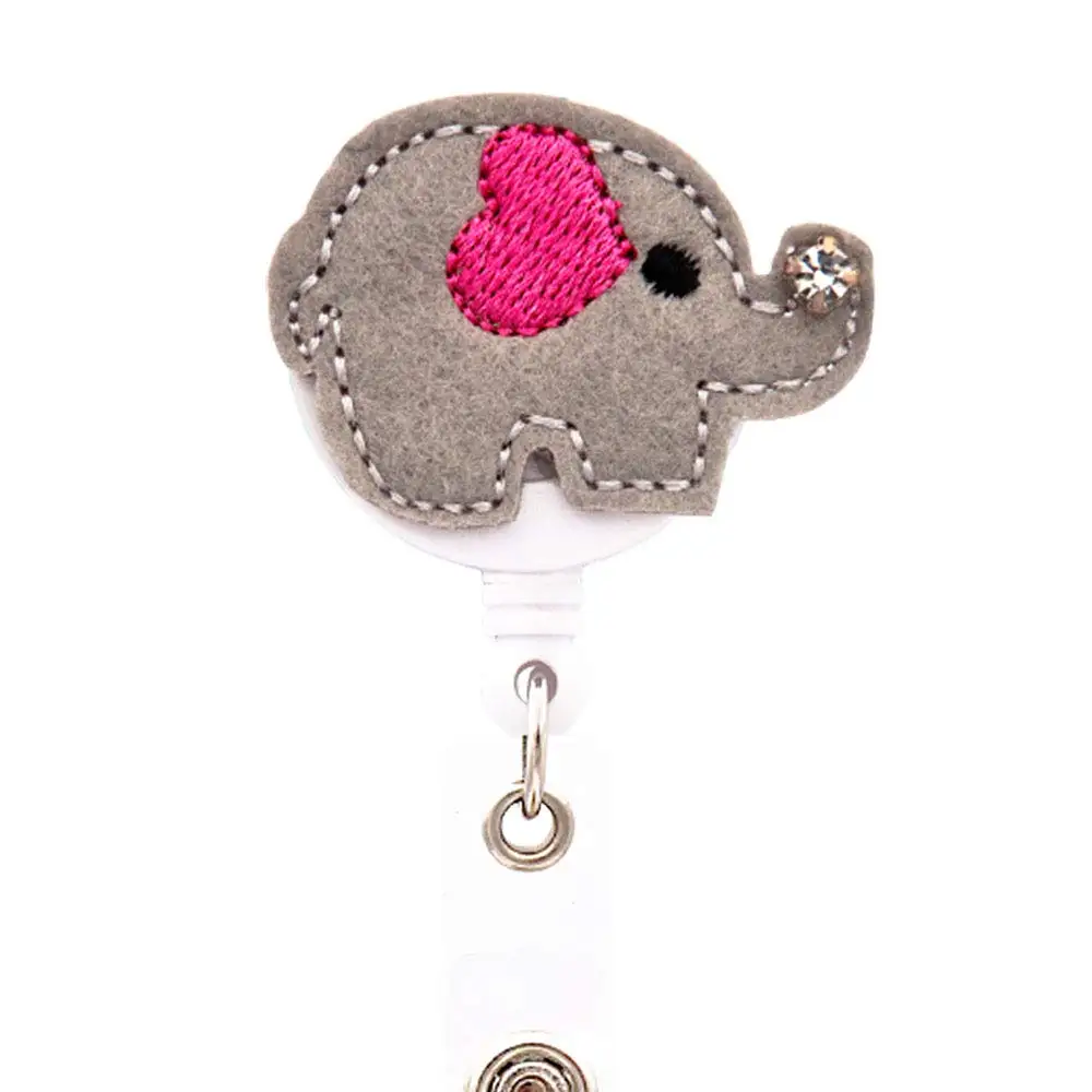 
 Amazon милые животные слон ткань искусство йо diy держатели для кормления Войлок Выдвижной Id Имя карта значок катушка с клипсами  