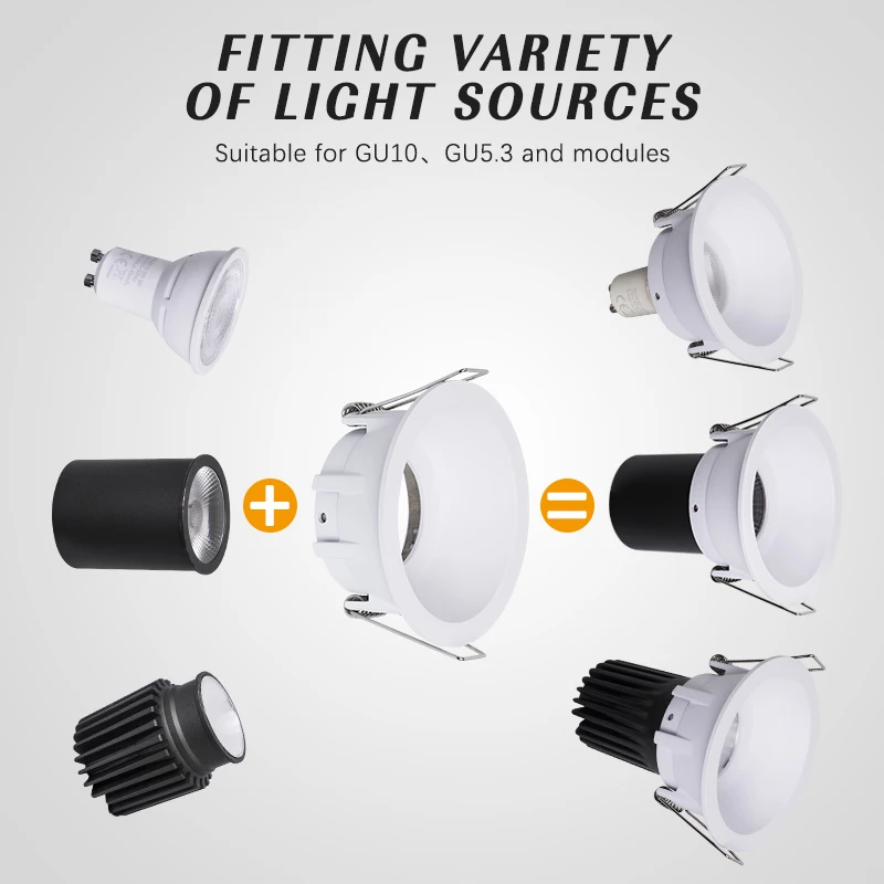 Modern Mr16 Gu10 Anti Glare Concealed Ceiling Recessed Tunable White Downlight