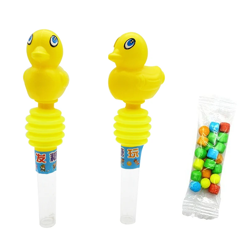 custom plastic duck shape candy toys kids cartoon toy sweet