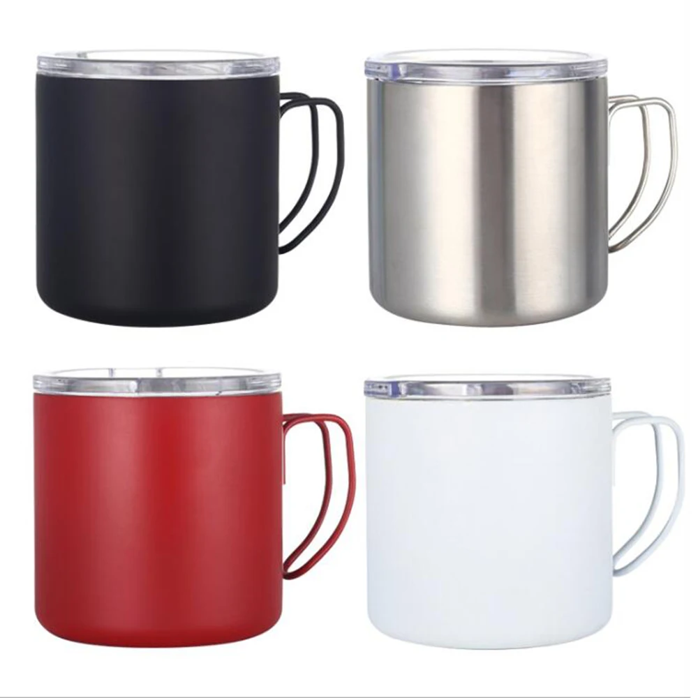 Wholesale Stainless Steel 304 Double Wall Cup With Steel wire handle Insulated Beer Mug Thermal Milk Coffee Cups
