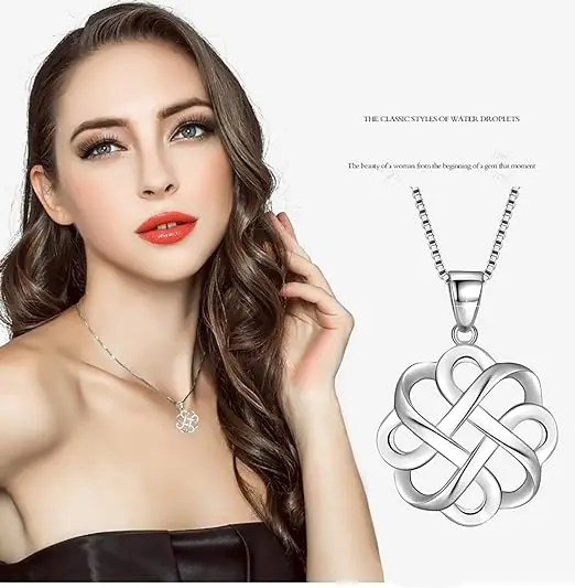 925 Sterling Silver plated Good Luck Polished Celtic Knot Cross Pendant Necklace for Womens from Indian Exporter
