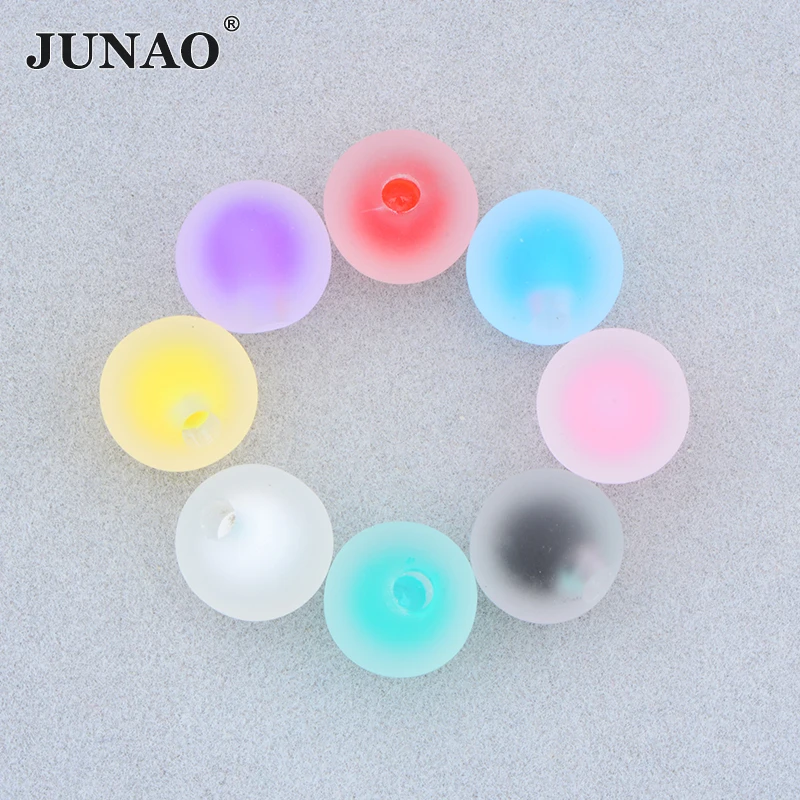 JUNAO Wholesale 16mm Round Colorful Spacer Beads Rubber Soft Bead Jelly Acrylic Frosted Beads for Earrings Necklace Bracelet