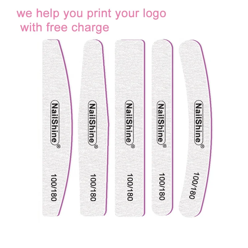 25 PCS Custom Logo Five Shapes Zebra Nail Files Emery Board Purple Plastic+Emery Professional Nail File for Manicure