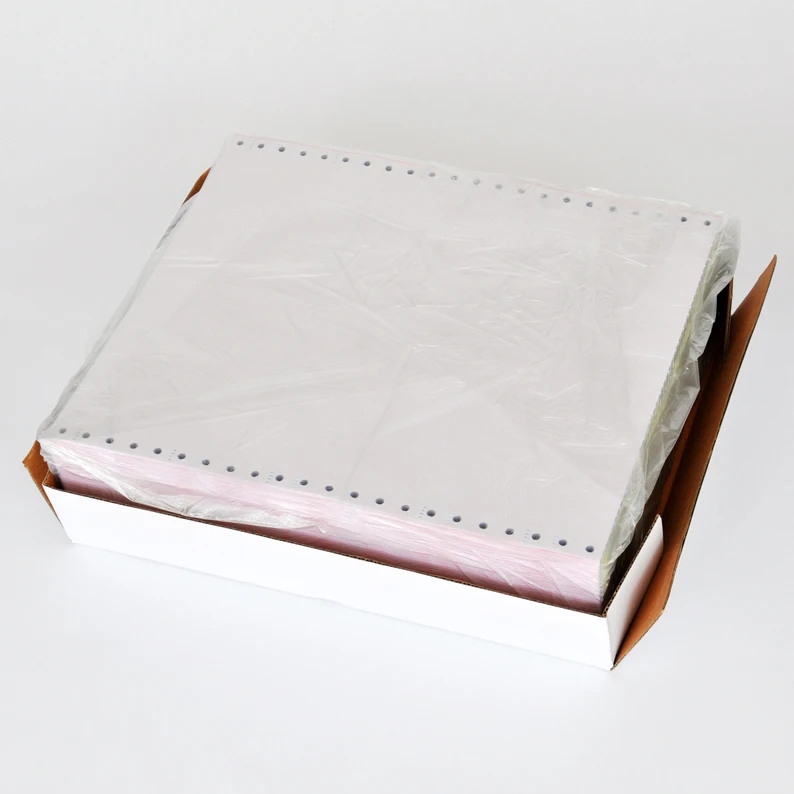 100% древесной массы 47 г-55g ISO9001 ваучер принтер NCR бумага стопу счета-фактуры, бумажные 3-слойные непрерывная бумага с безугольным копировальным слоем