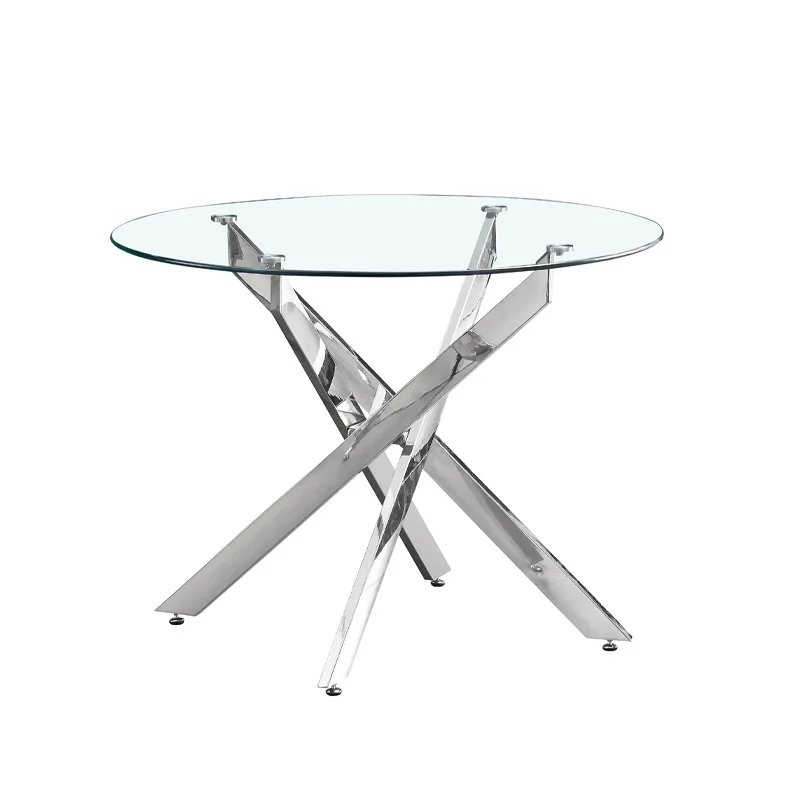 Multifunctional Small Apartment Tempered Glass Modern Luxury Design Cheap Round Dining Table