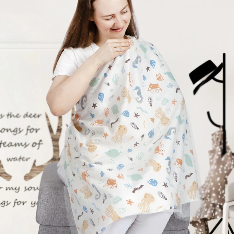 Cotton Nursing Cover Breastfeeding Scarf Large Breathable Breast Feeding Cover Lightweight Nursing Apron