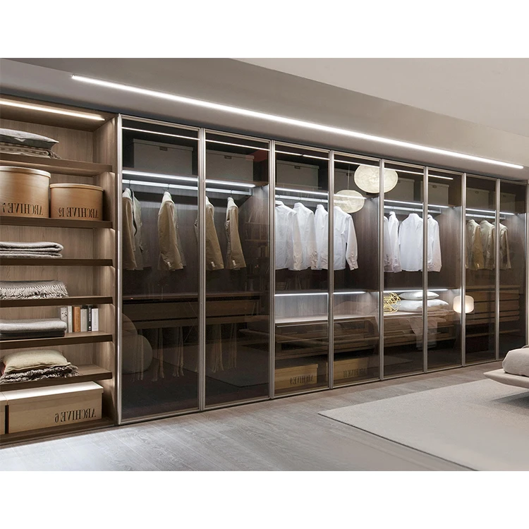Cheap Price Custom Made White Wood Storage Cabinet Wardrobes Furniture Design Modern Bedroom Glass Door Wardrobe