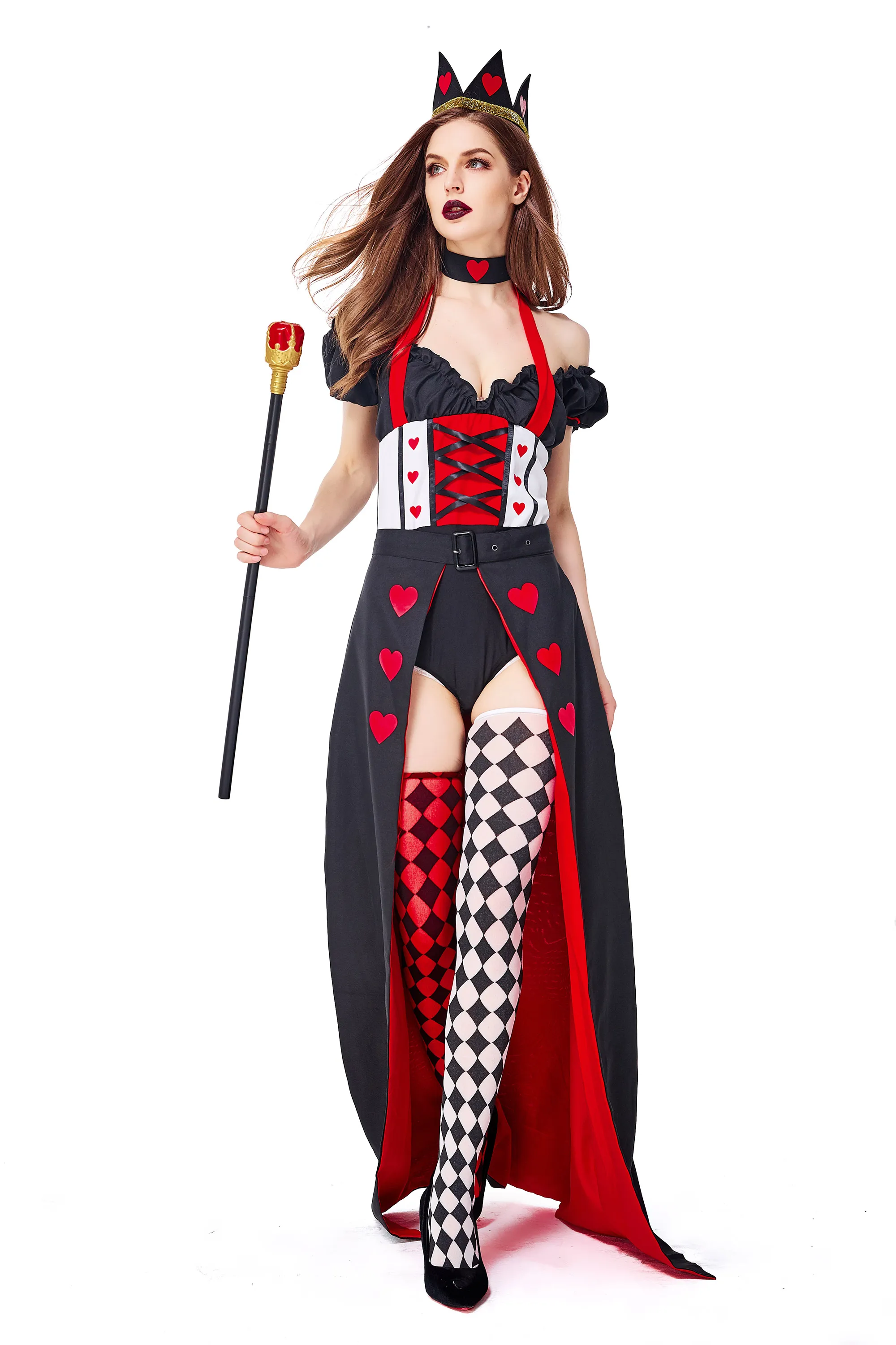 Amazon Hot Selling Royal Heart Queen Costume Sexy of Hearts