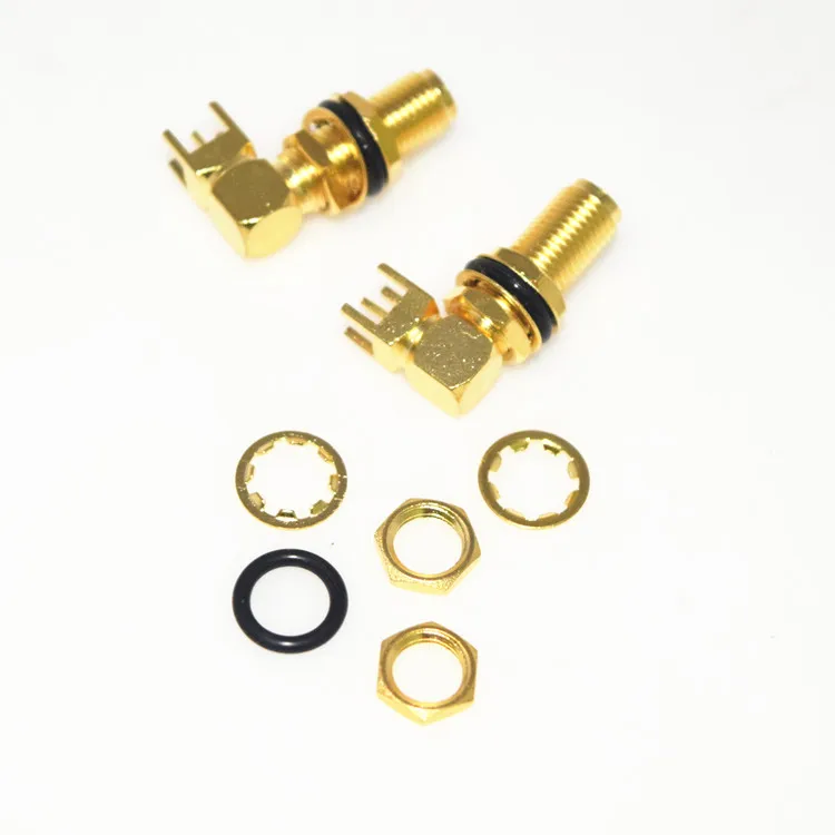 Right Angle Connector PCB Mount Long Thread SMA Female RF Sma Connector 50 Ohm Straight Plug to Plug Gold Plated Solder Sma Wire