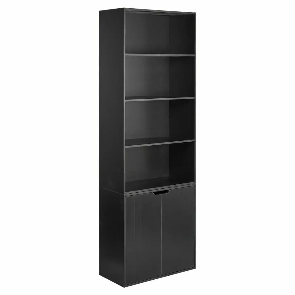 New Wooden Bookcase Bookshelf 6 Tier Shelves Free Shelving Cupboard Storage