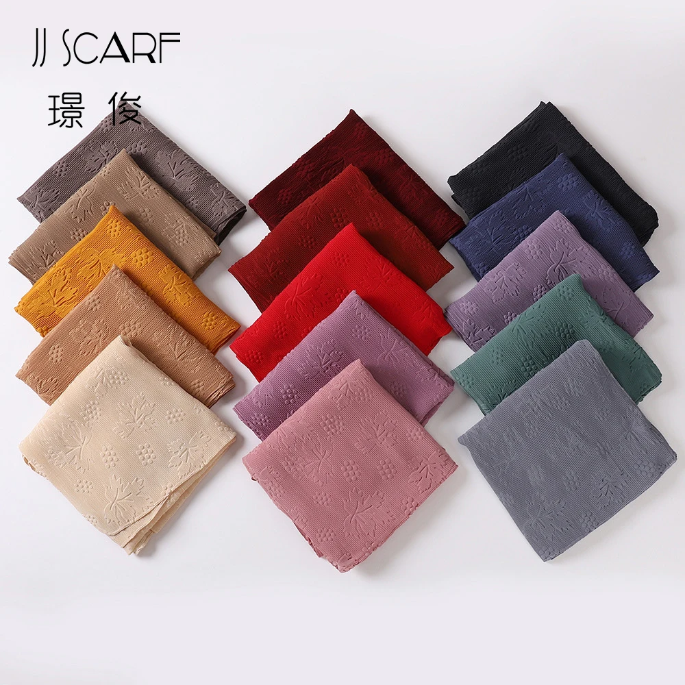 Новый Малайзийский индонезийский хиджаб с жемчугом шифоновый полосатый складчатый кленовый лист Графический модный