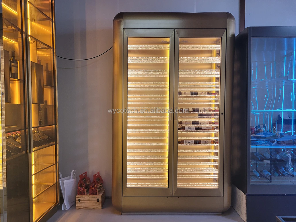 Retro Design Compressor Wine Refrigerator and Beverage Bar Household Cellar Glass Dual-zone Fan Cooling Electric Freestanding