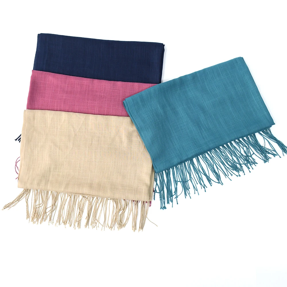 Fashion Solid Color shawl Muslim Women Cotton Crinkle Hijab Shawl Muslim Scarf