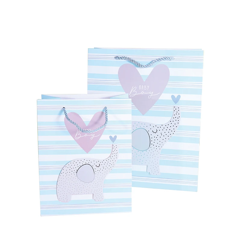 Kairui 2022 Baby Boy And Girl Kraft Paper Gift Carry Bags With Rope Handle And Your Own Logo
