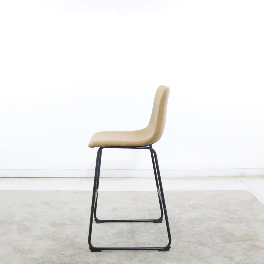 New brown modern luxury PU leather seat high bar chairs metal height gray bar chairs bar stool