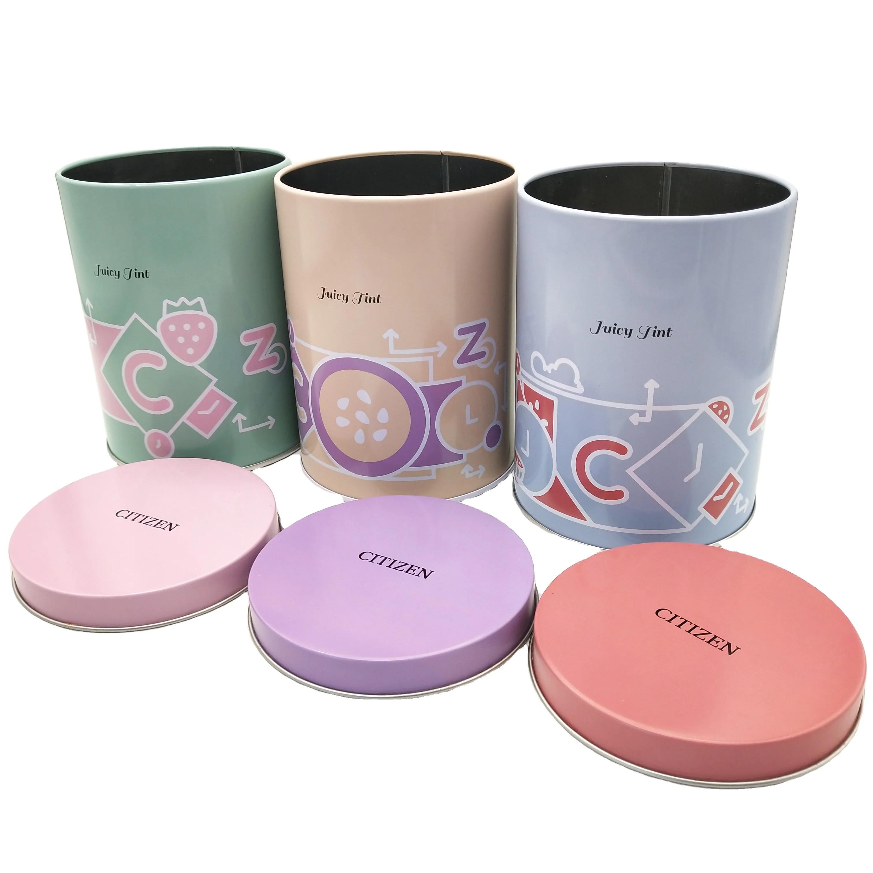 Жестяная коробка на заказ, цилиндрический герметичный контейнер для хранения кофейных продуктов, жестяная коробка для крекеров и закусок