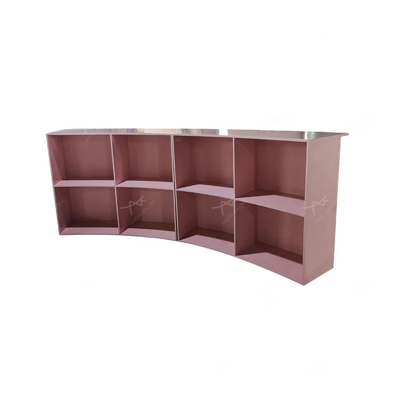 Modern Salon Furniture Customized Front Desk Curved Shape High Quality Front Table Beauty Salon Reception Desk