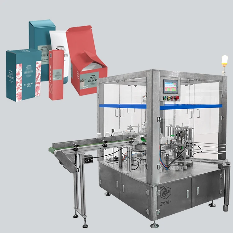 JKMF High Speed Small Bottle Box Carton Packing Machine Medicine Bottle Cosmetic Bottle Vertical Cartoning Machine