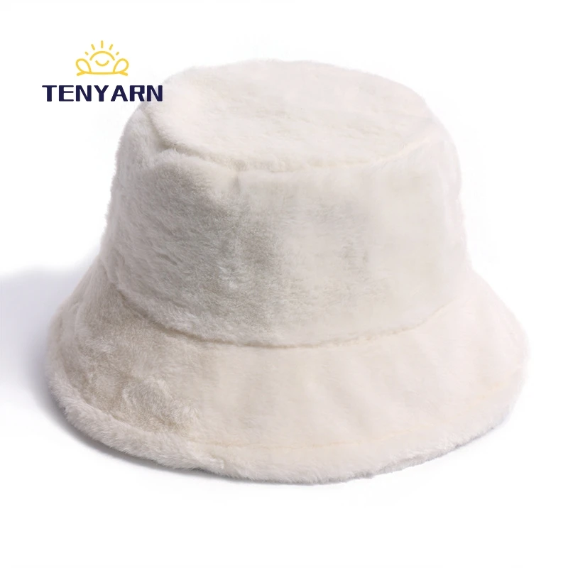 Tenyarn 2023 Warm Fashion Bulk Designer Hats Women Winter Furry Fur Bucket Hat China Wholesale