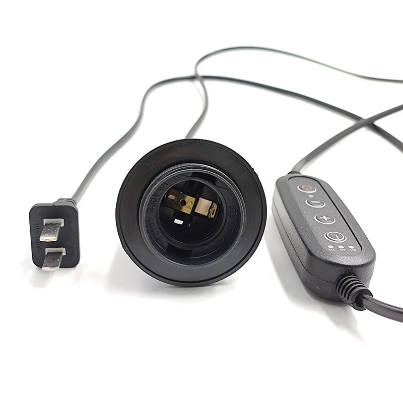 Hagood EU US Plug AC Power Cord Cable E27 LED Timing Dimming Switch Wall Hanging Holder Switch Wire Extension for Pendant Hang