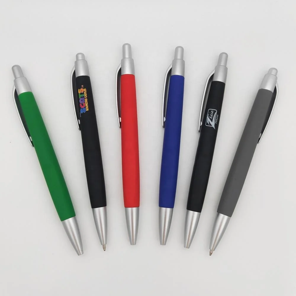 Рекламная реклама на заказ рекламная пластиковая ручка выдвижной логотип с резиновым покрытием очень популярная для
