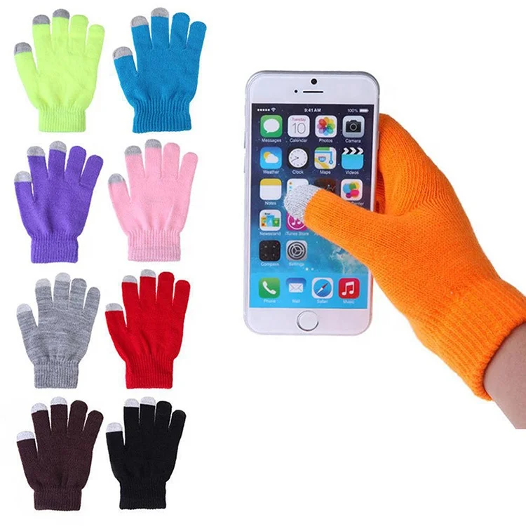 
2020 Winter Magic Gloves Touch Screen Women Men Warm Stretch Knitted Wool Mittens Gloves 