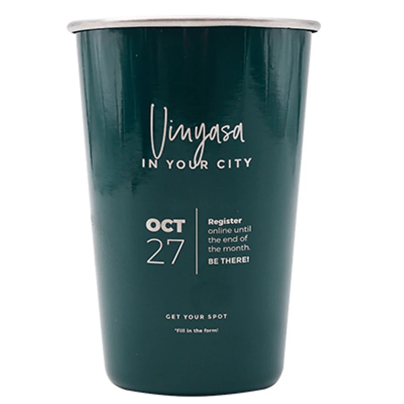 Stacked 304 Single Wall Stainless Steel Tumbler Beer Cup 16oz Beer Glasses Camping Cup Custom Logo Beer Stein Pint Cup