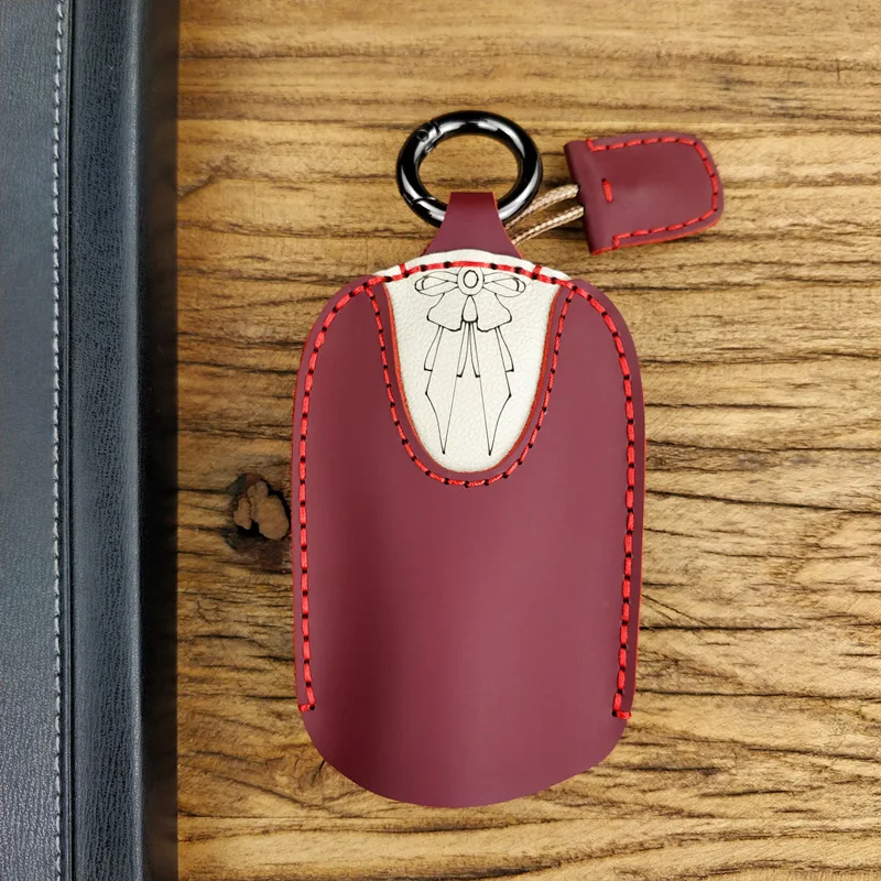 Decades Focusing Luxury Genuine Kraft First Layer Handmade Leather Car Keychain for Car Key Case Custom