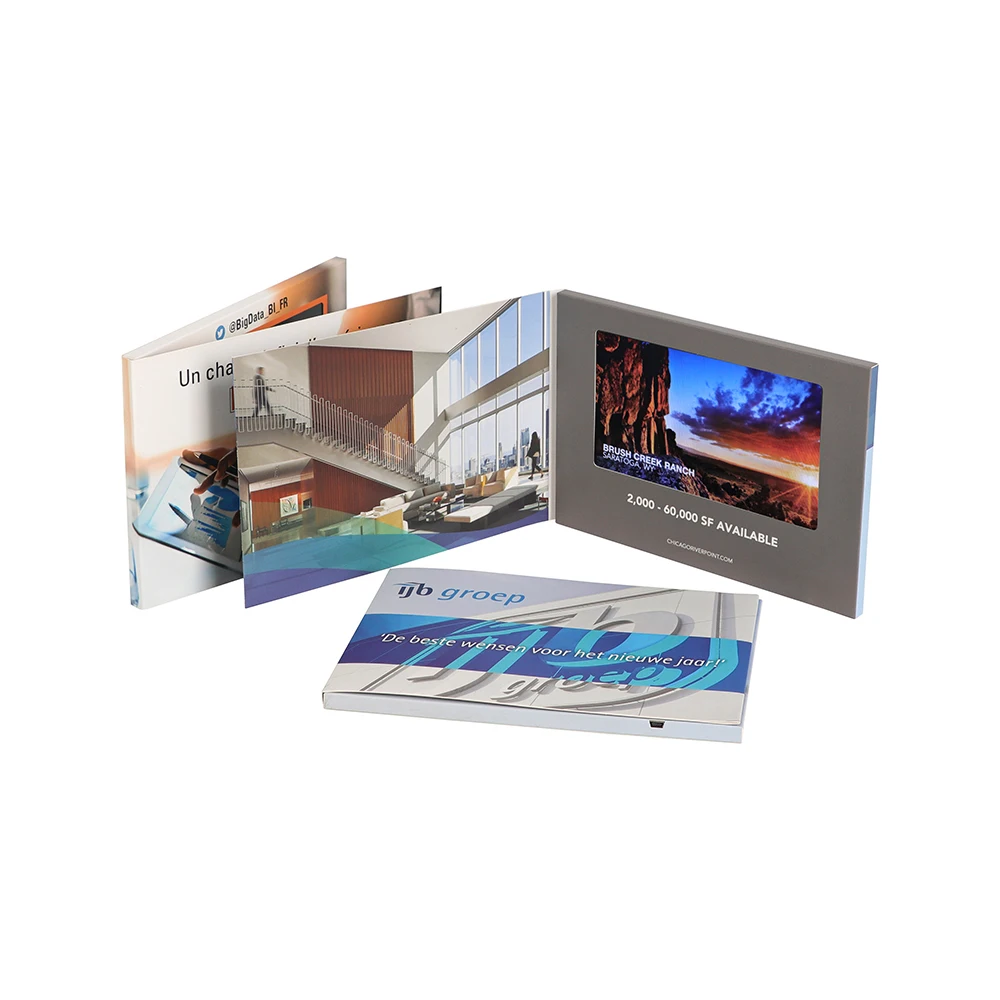 
7 inch A5 gift printing mailer components advertising blank box LCD Chinese homemade video brochure 
