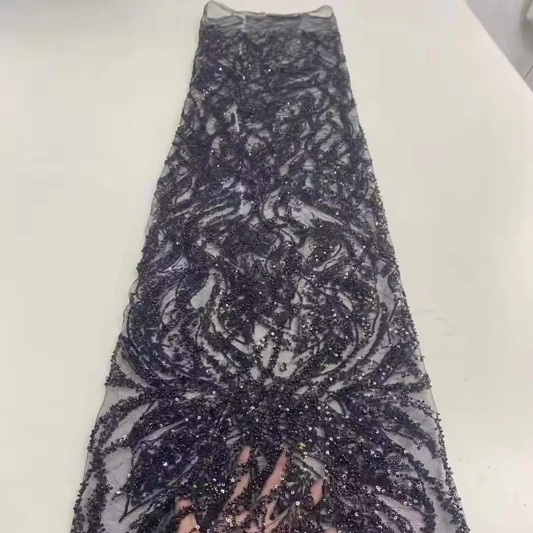 High quality fashion fabrics pure beaded lace fabric embroidered fabric african french South Africa bridal wedding dress