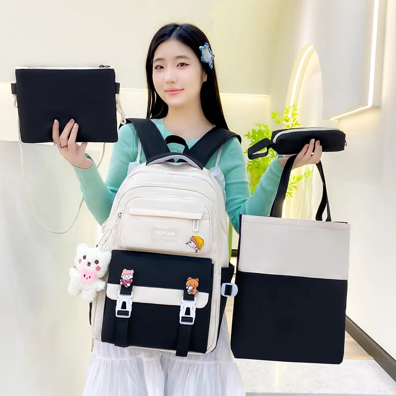 Wholesale Large Capacity 5 Piece Set for Middle School Students Backpack for College Student New Canvas Backpack for Women Style