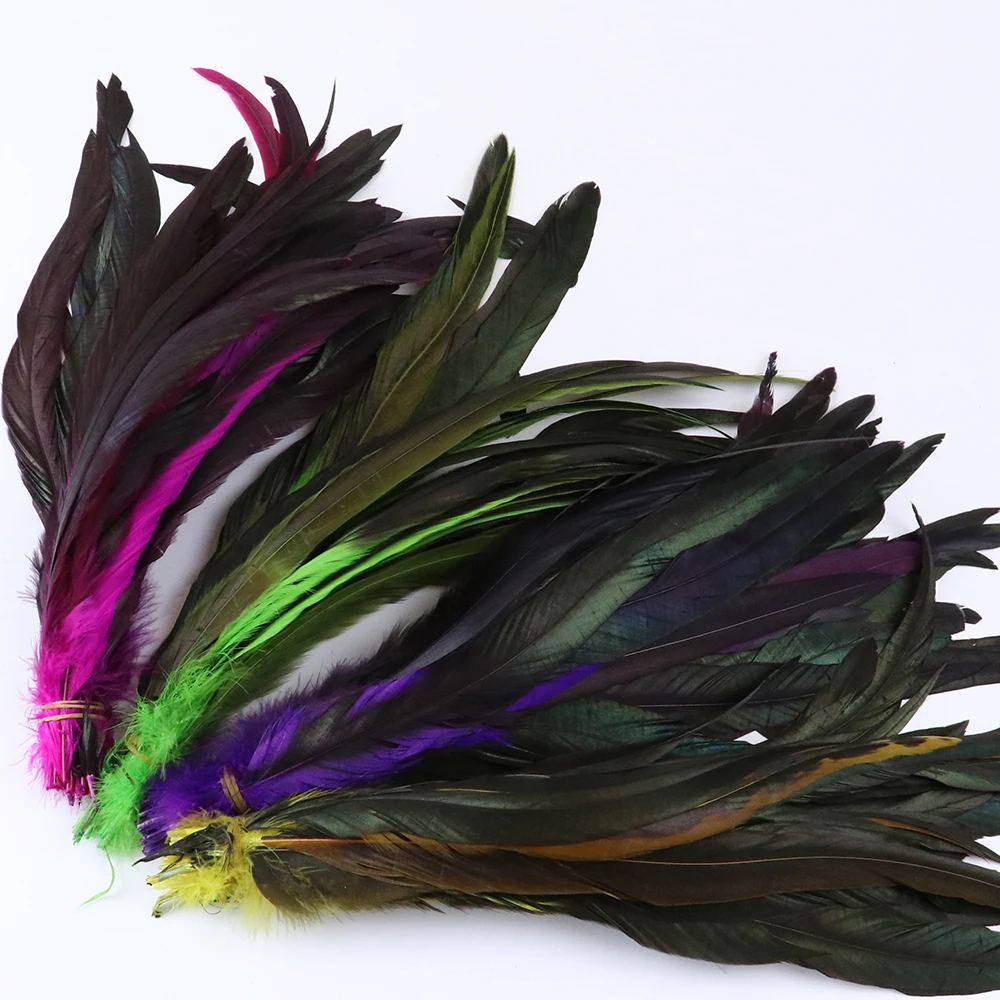 Wholesale 30-35cm Natural Colorful Plumes Rooster Tail Feather For Crafts Carnival Decoration Costumes Hats