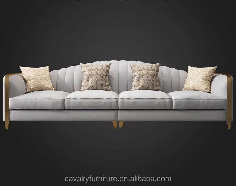 Modern Stainless Steel Nappa leather Sofa Living Room furniture 1 2 3 Sofa Set