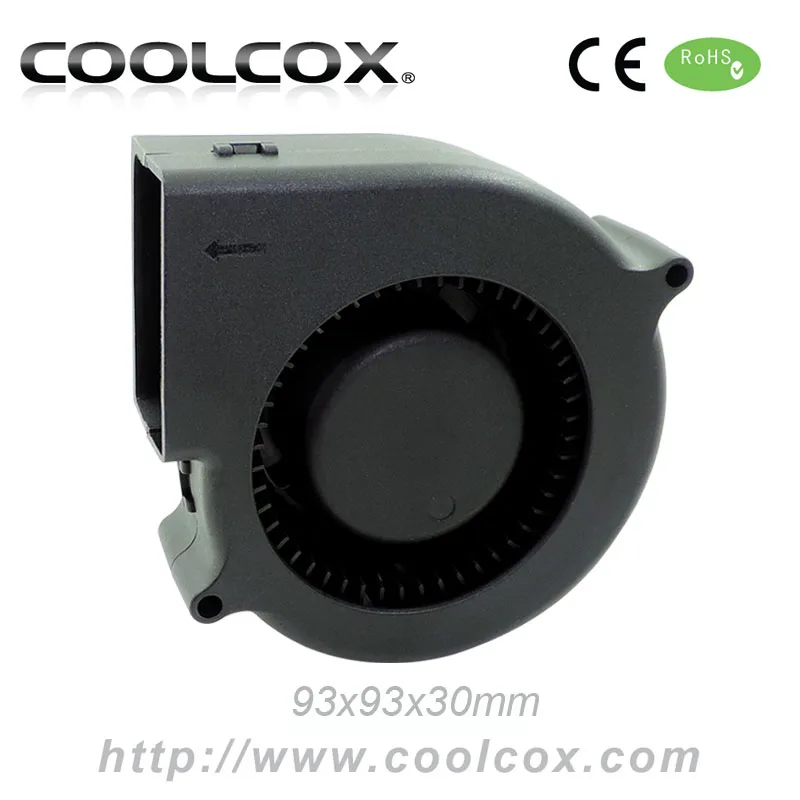 CoolCox 9330 small blower fan,93x93x30mm blower fan,turbo fan,,5V/12V/24V,DC  centrifugal fan,sleeve,2-ball bearing