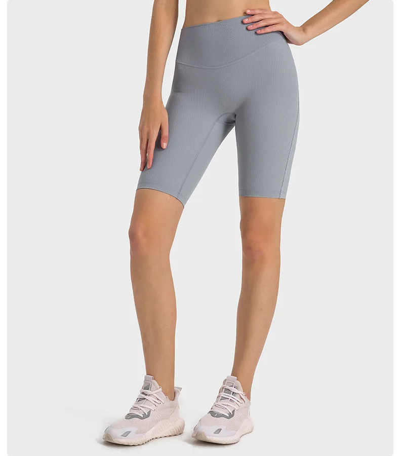 Draw strip ribbed Shaping High waist peach buttock lulu sports leggings Outdoor running fitness lulu yoga pants GYM lulu shorts