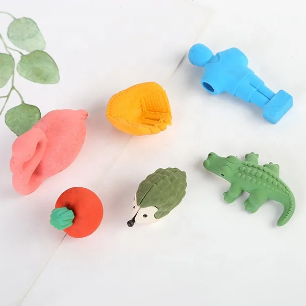 Hot sales custom cute cartoon fruit shape TPR eraser 3D rubber eraser
