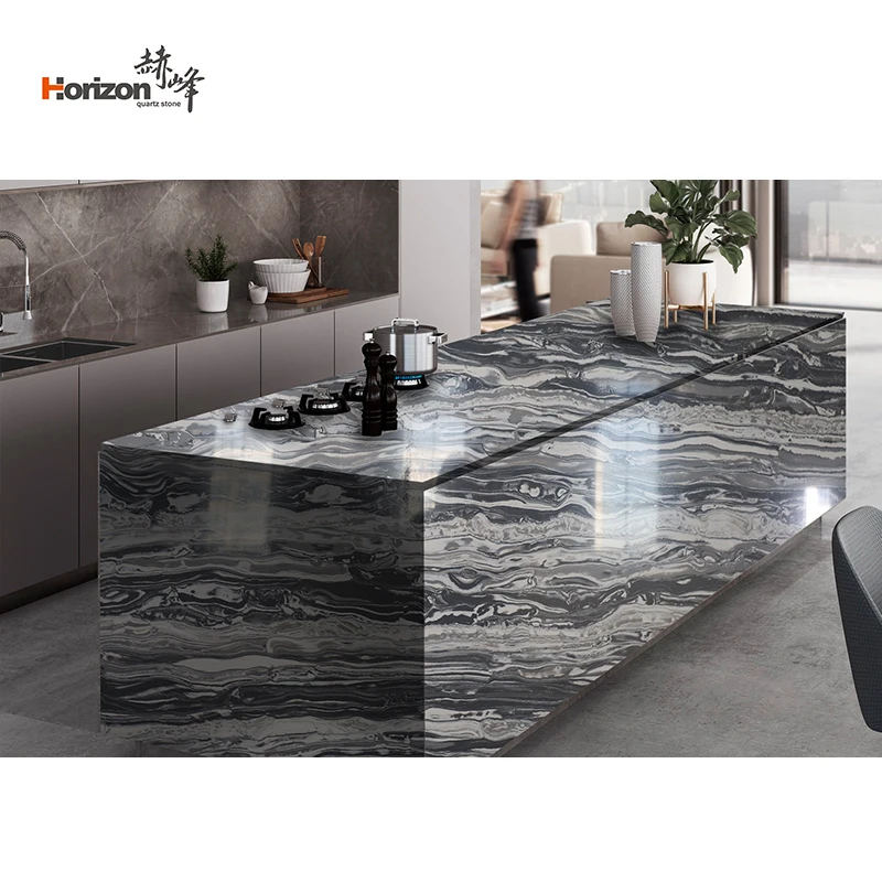 15/18/20/30mm Sell like hot cakes Calacatta black Artificial Quartz Stone Slab Quartz kitchen Countertops