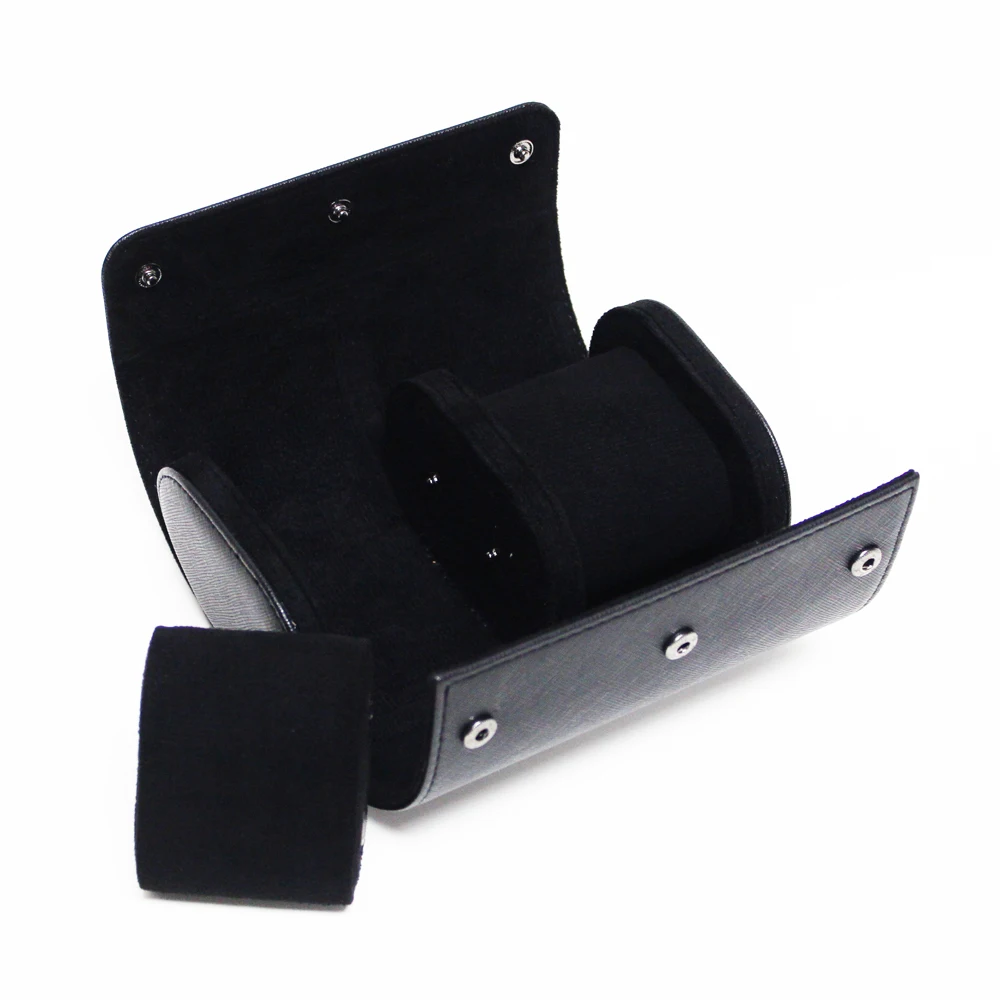 luxury customized saffiano pu leather travel watch roll new watch roll box display travel leather watch cases 2 slot