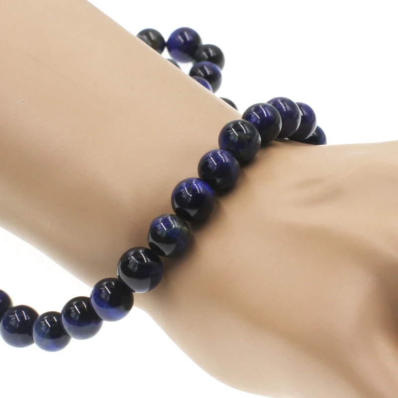 Wholesale Loose Bead Strand Round 10mm Gemstone Natural Blue Tiger Eye Stone Beads For Jewelry Making