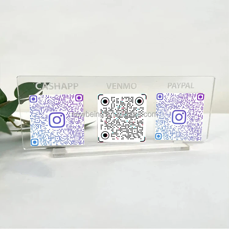 3D Social Media Qr Code Sign Personalized Paypal Scan to Pay App  Gold and Silver Acrylic Qr Code Sign