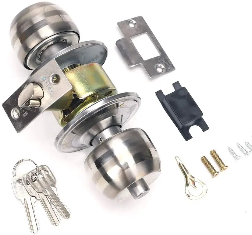 Factory Wholesale  Cerraduara Stainless Steel Brass Cylinder Zamak Cylindrical Knob Lock Round Ball Lock Privacy Bathroom Lock