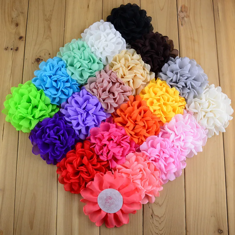 20Colors of Frany Singed Chiffon Flower for Kid Headbands Hair Accessory 30pcs/lot Artificial Peony Headwear Flower