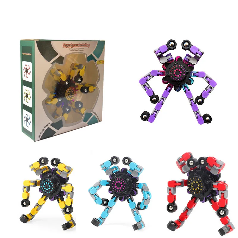 Hot Selling Stress Relief Fingertip Mechanical Transformable Fingertip Gyro Toys Sensory Fidget Spinner Toys for Kids Adults