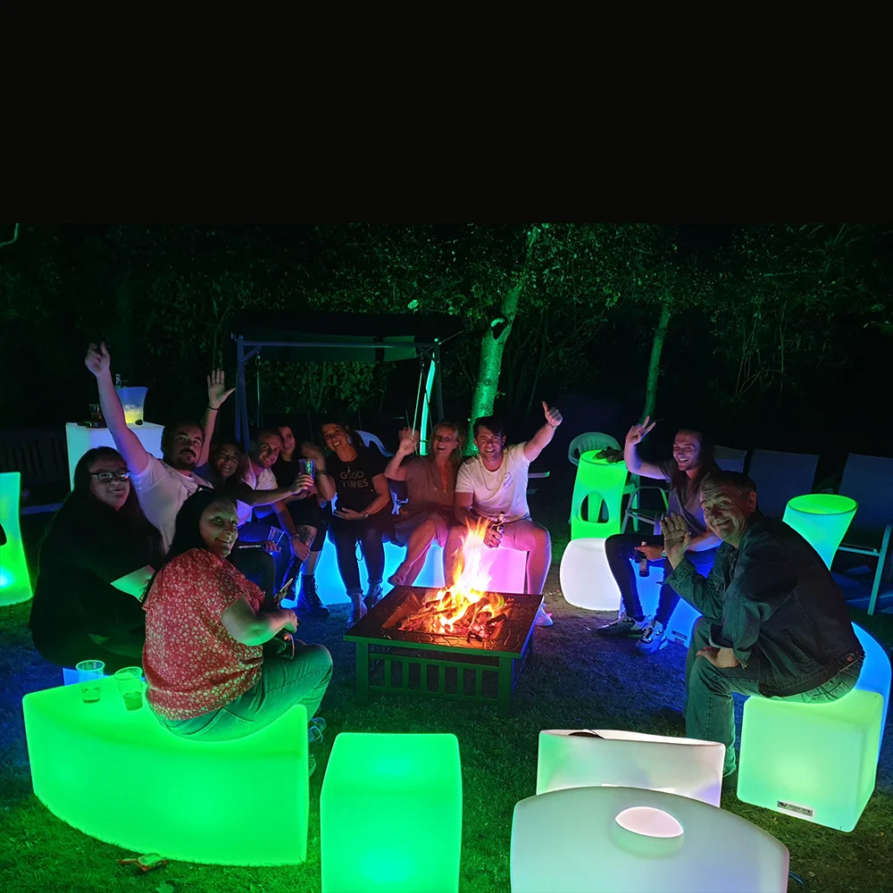 event outdoor garden patio hookah lounge furniture plastic led sectional sofa chair set/LED light up outdoor furniture