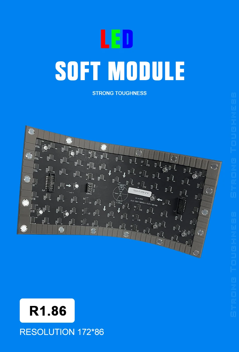 P1.86 GOB flexible led module indoor full color video display screen curved wall 4k/8k waterproof