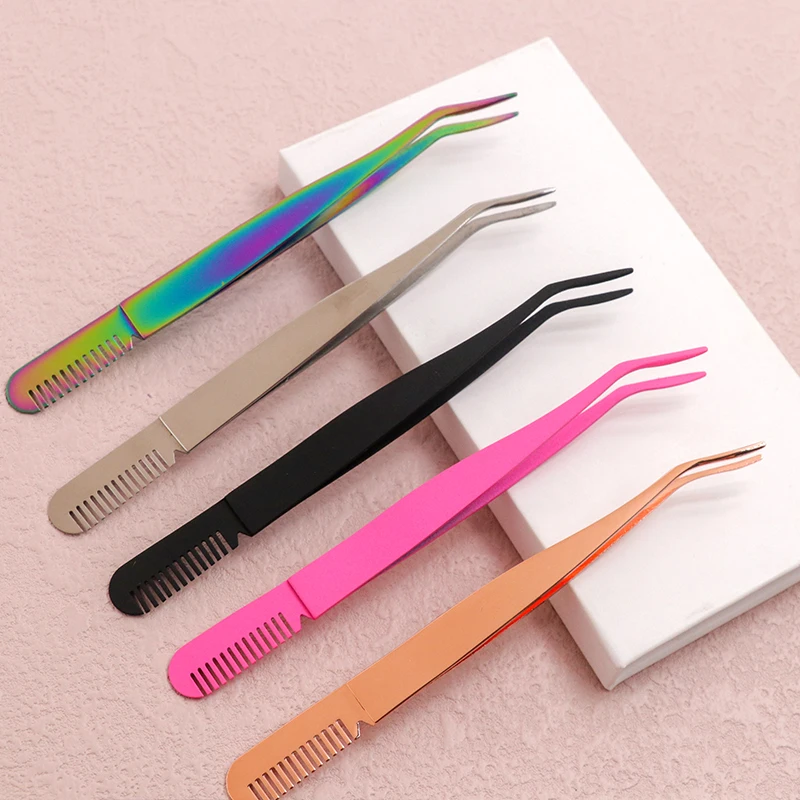 Private Label Full Strip Eyelash Tweezers Pink Lash Applicator Lashes Tools Custom Fake Eyelash Applicator