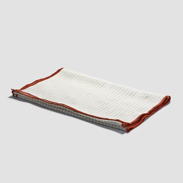 GOTS  Biodegradable  Ultra Soft 100% French Linen Stripe Table Cloth Napkin  Towel  for Home and  Kitchen Restaurant Table Cloth