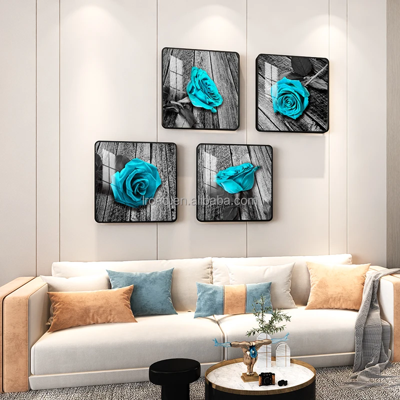 New Nordic style flower frame decoration painting living room dining room decoration painting 4 combination paintings