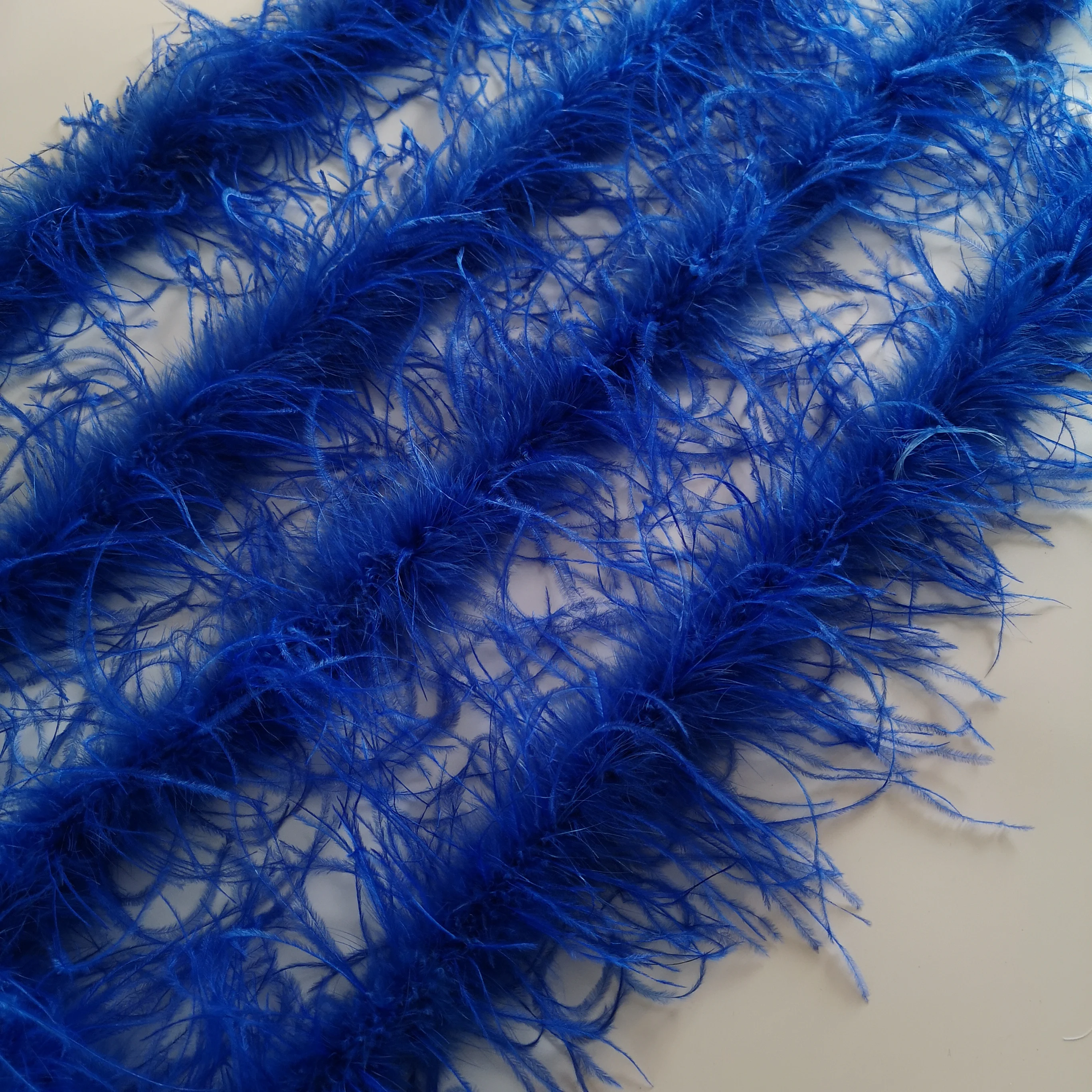 10-12cm Width Customized Luxury Ostrich Feather Trim Blue Fluffy 8-10Fringe Ostrich Feathers